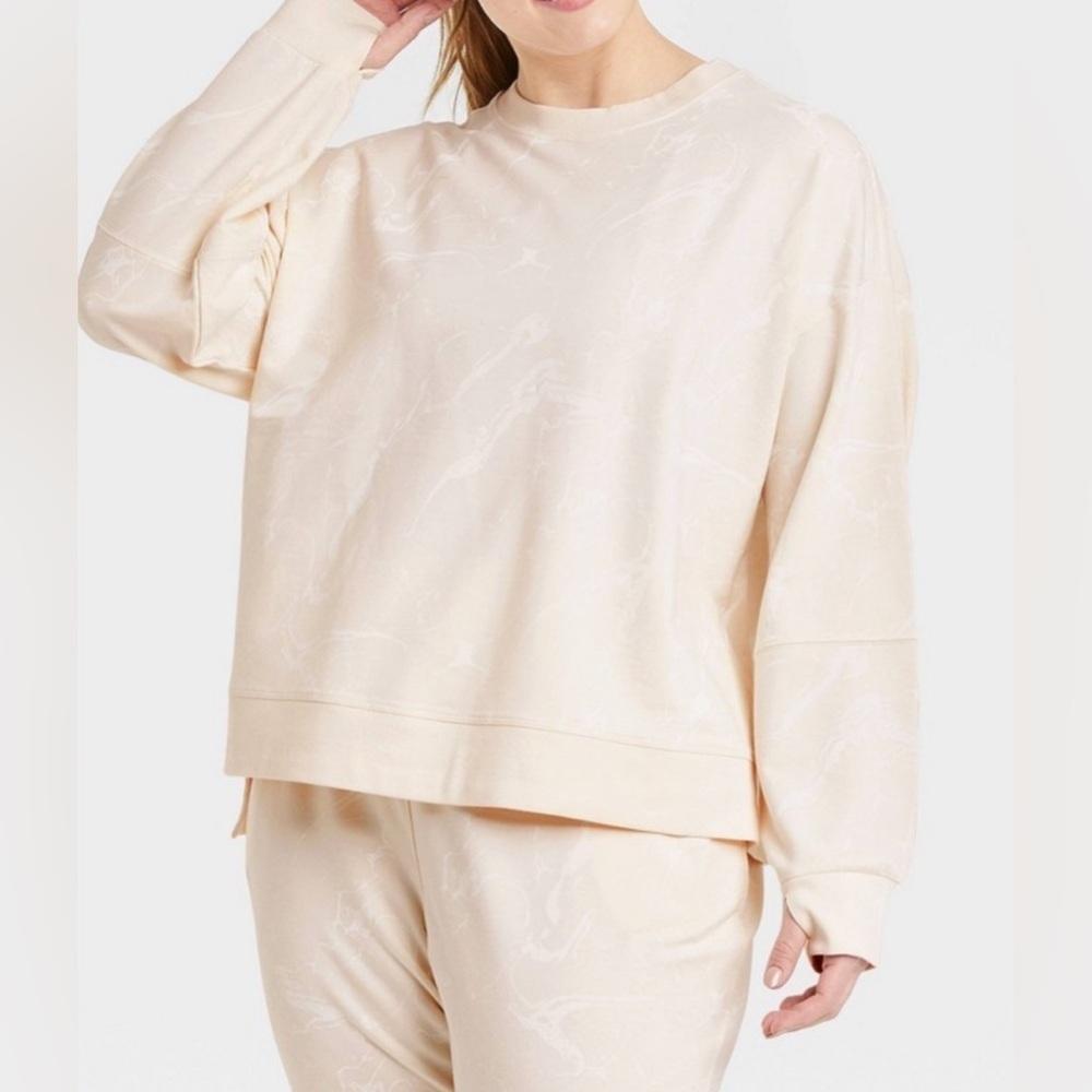 All In Motion FRENCH TERRY Long Sleeve SWEATSHIRT Ivory Women’s 4X 28-30 - Picture 11 of 13